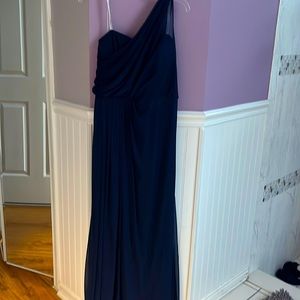 One shoulder navy formal dress